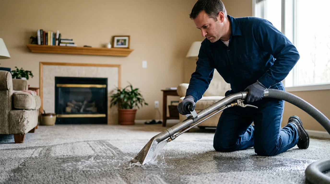 Water damage restoration technician working near Lehigh, IA